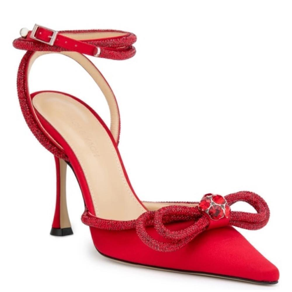 Mach & Mach Crystal Double Bow pointed toe pump size 37.5EU